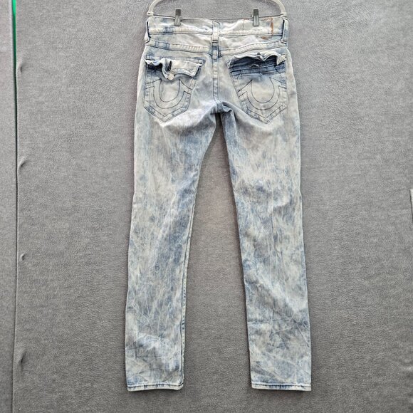 True Religion Men Jeans 32‎ Blue Acid Wash Skinny Denim Mid Rise 33" Inseam - Picture 9 of 12